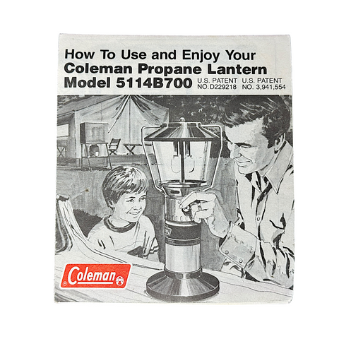 Used Original Coleman 5114B Propane Lantern Instructions - E1562