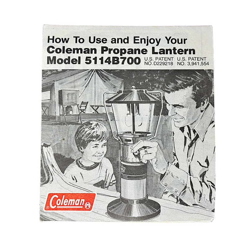 Used Original Coleman 5114B Propane Lantern Instructions - E1562