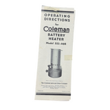 Used Original Coleman Model 522 Battery Heater Instructions - E1323