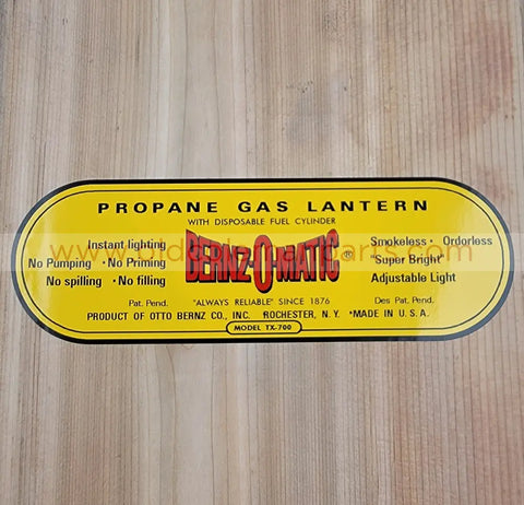 Bernzomatic lantern Decal No UL - D54