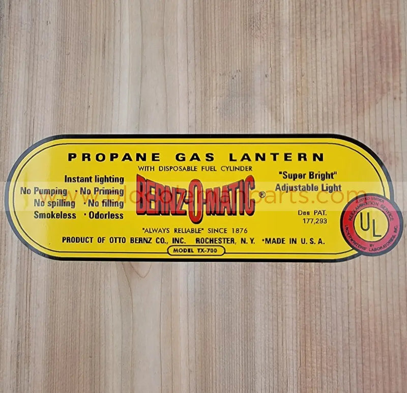 Bernzomatic Lantern Decal With UL - D144