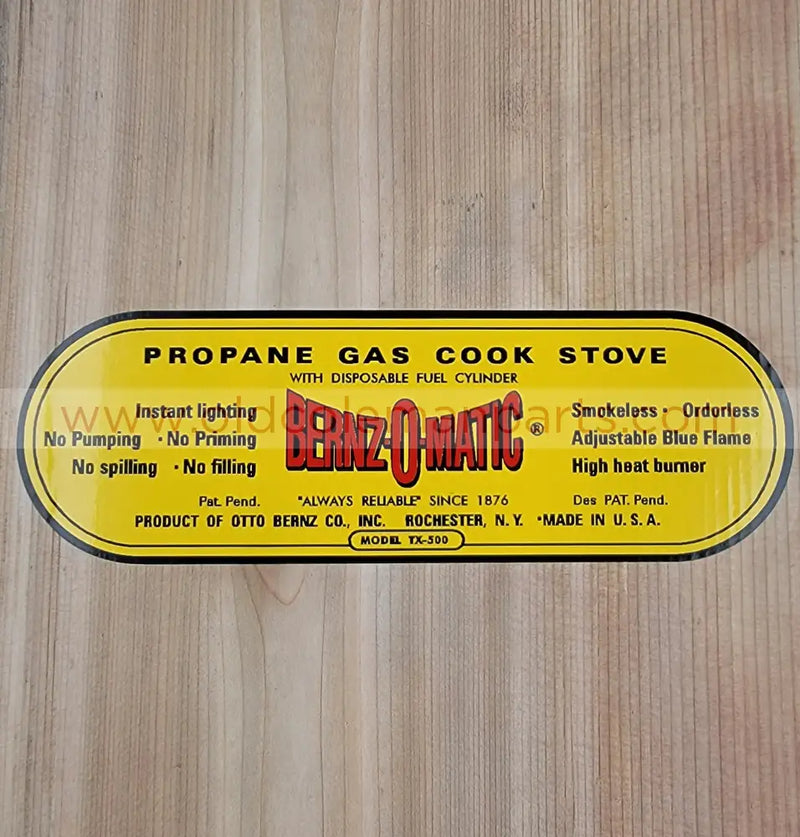 Bernzomatic Stove Decal - D55