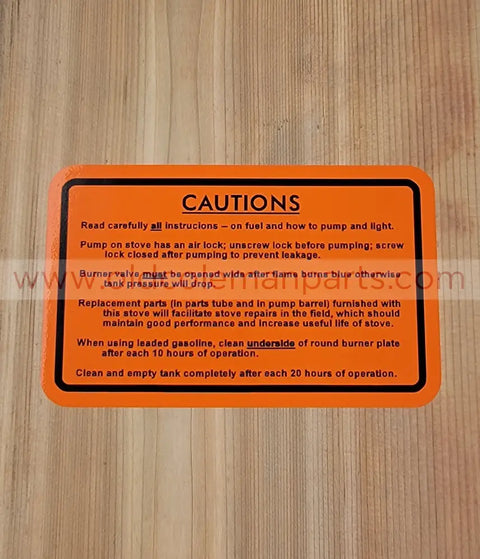 Coleman 520 or 523 Replacement Decal - D141