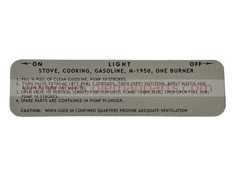 Decal M1950, Coleman Made in 1951 Silver - D102