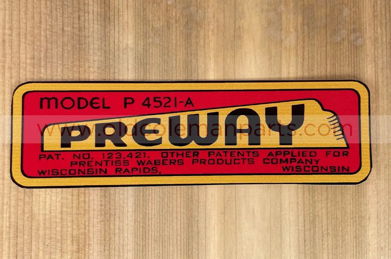 Preway P4521A Decal - D90