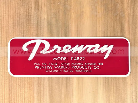Preway P4822 Decal - D92